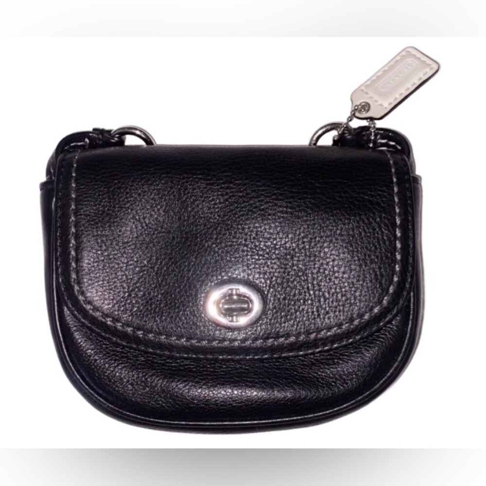 Vintage Coach Mini Black Leather Crossbody Handbag Purse